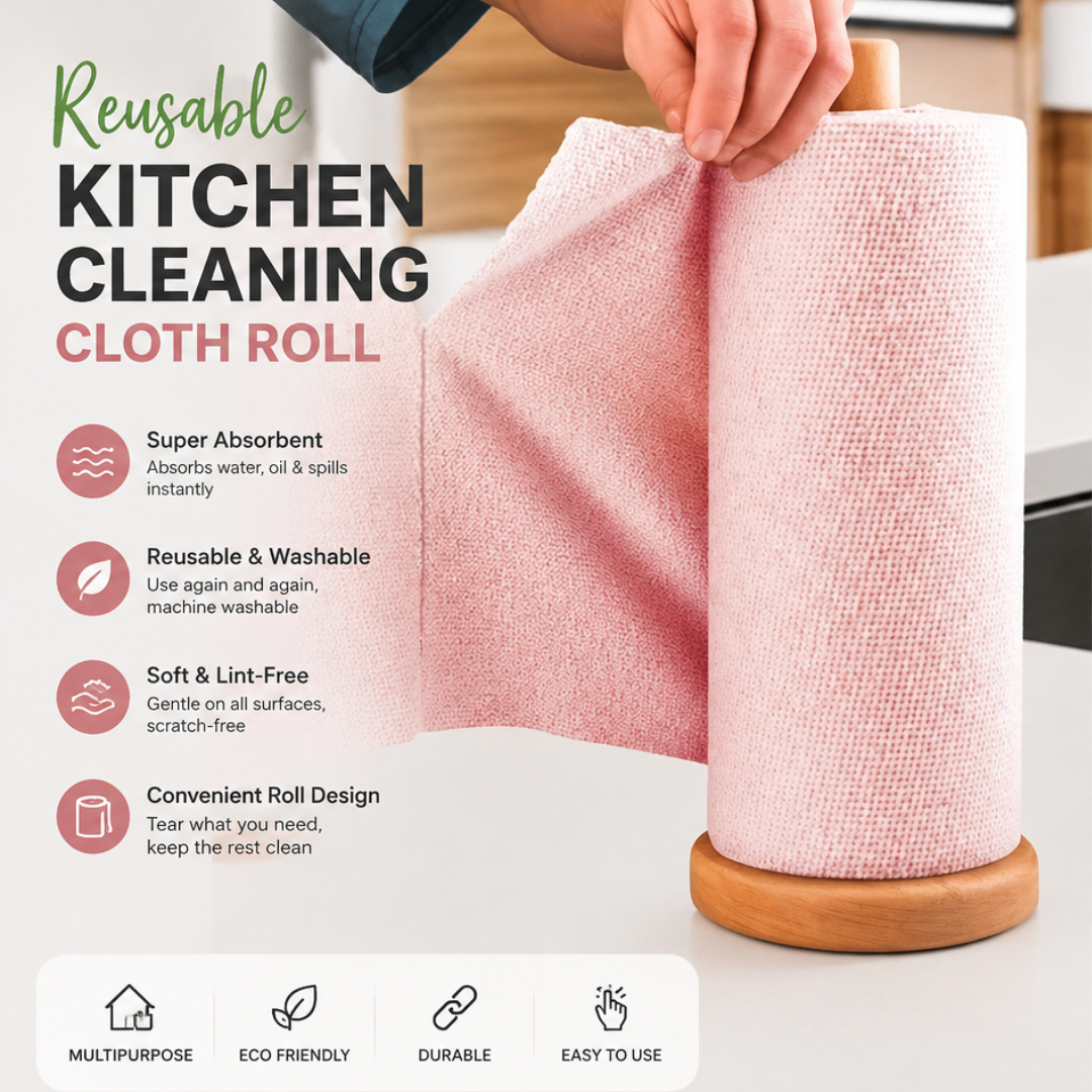 Reusable Microfibrer Kitchen Cleaning Cloth Roll
