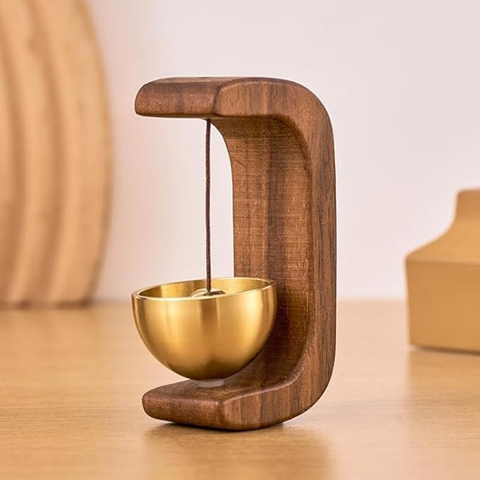 Vintage Wooden Doorbell with Brass Bell For Home