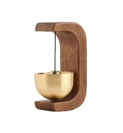 Vintage Wooden Doorbell with Brass Bell For Home